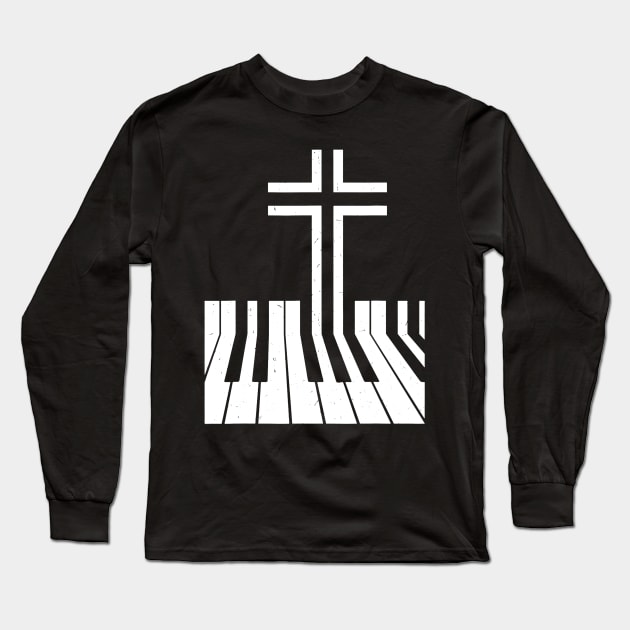 Christian Piano Player Gift Design Piano Teacher Keyboard Long Sleeve T-Shirt by JensAllison